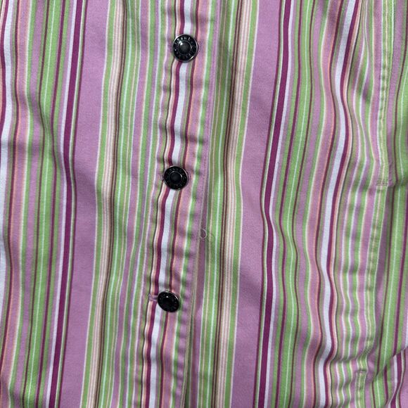 CJ Banks Womens Metal Button up Shirt Jacket Collar Striped Pink Size 1X - Picture 4 of 11